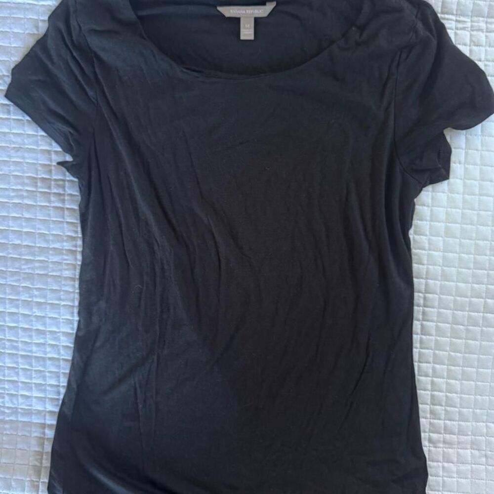 Banana-republic Women's Black and Grey T-shirt